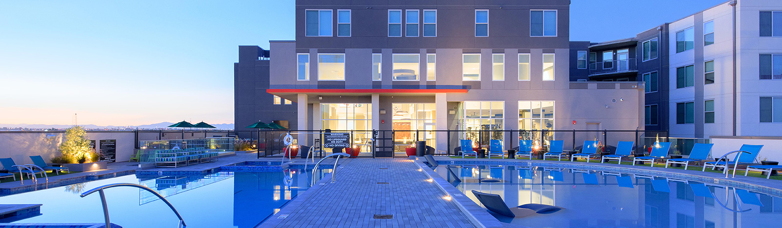 pool area in the evening
