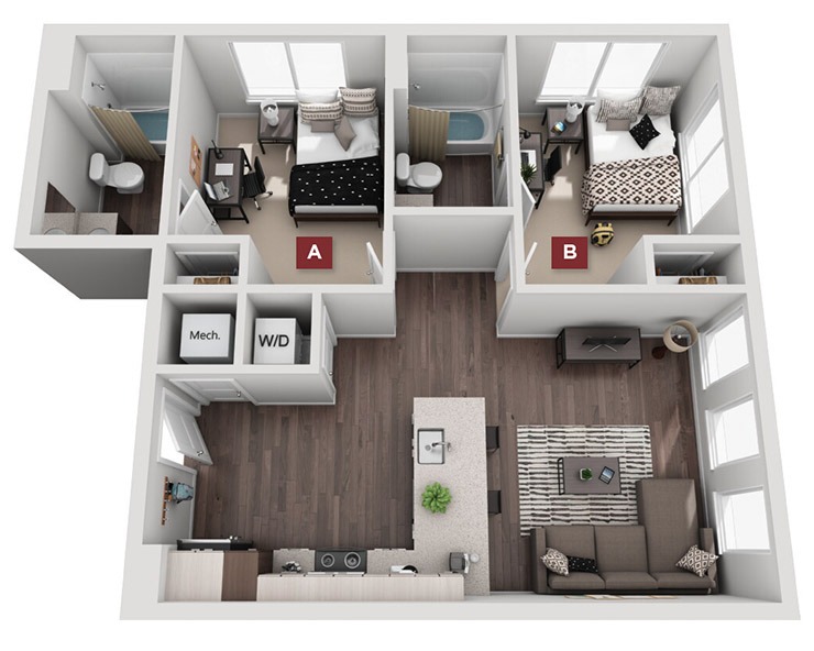 2x2 - Brookhaven Floor plan