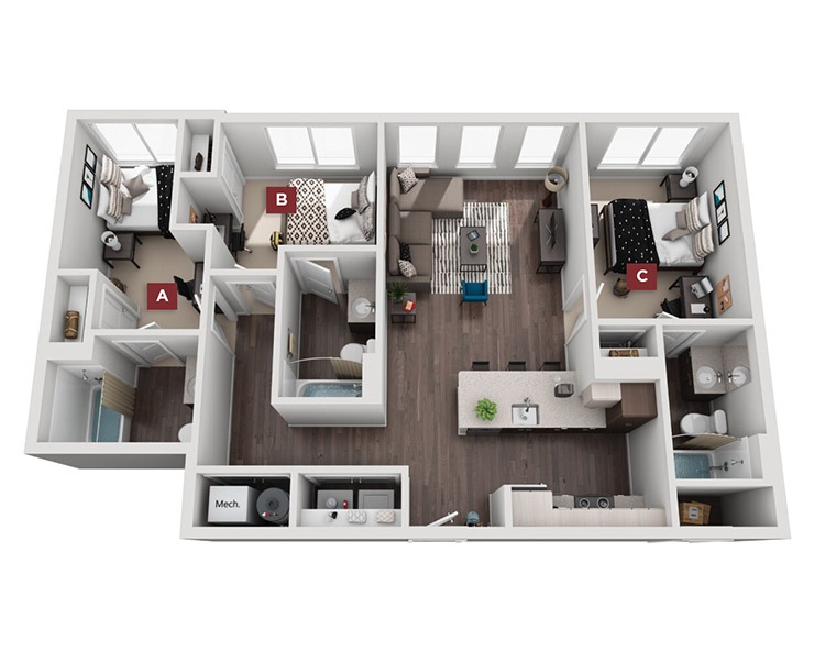 3x3 - Camden Floor plan