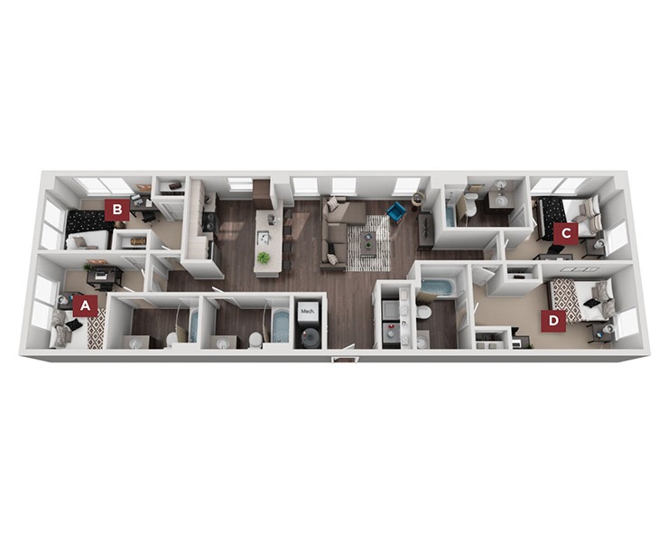 4x4 - Downing Floor plan